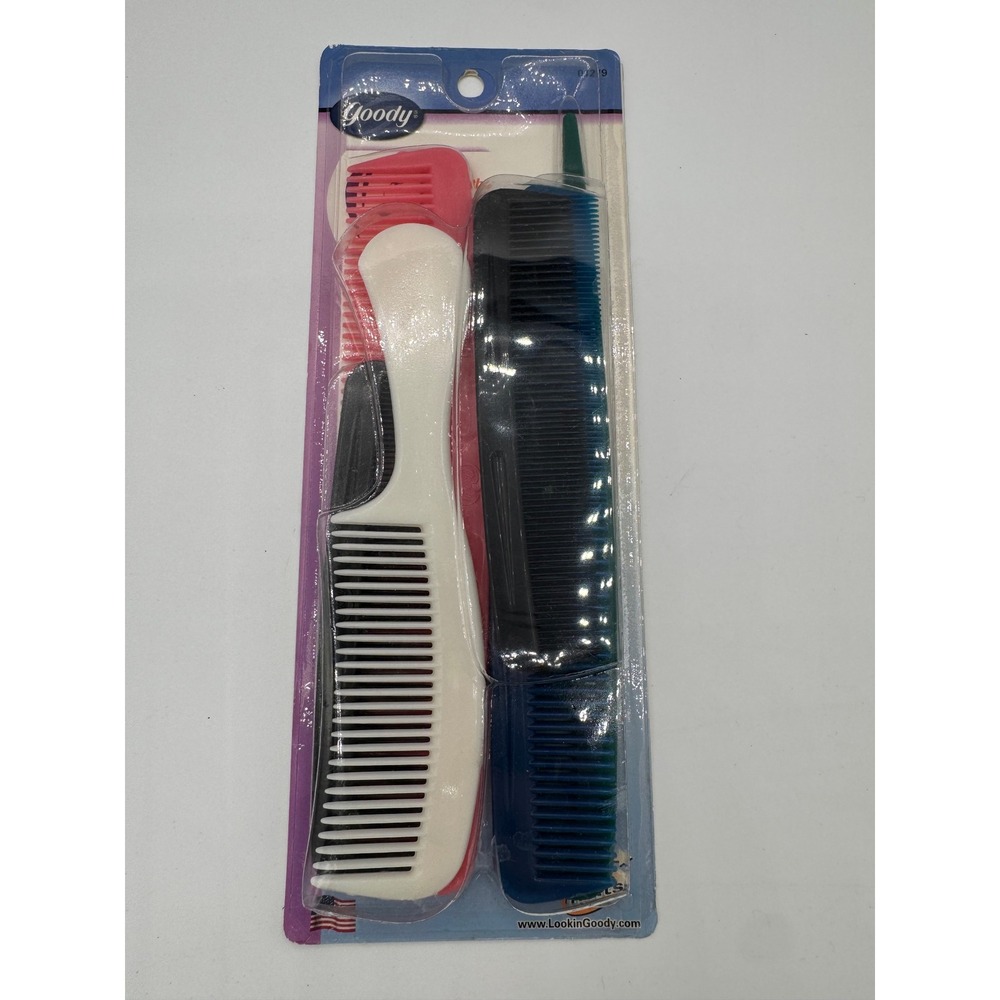 Vintage 2000 Goody Hair Comb Set 6 Count Multi Color Made in USA New 01279